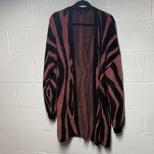 Tahari Black and Pink Zebra Cardigan